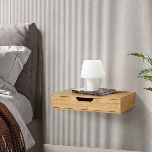 Wandplank met lade Bokn bamboe 40x24x8 cm [en.casa]