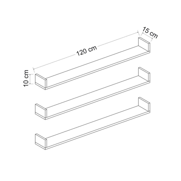 [en.casa] Wandplank set van 3 Arden 10x120x15 cm - 4 varianten