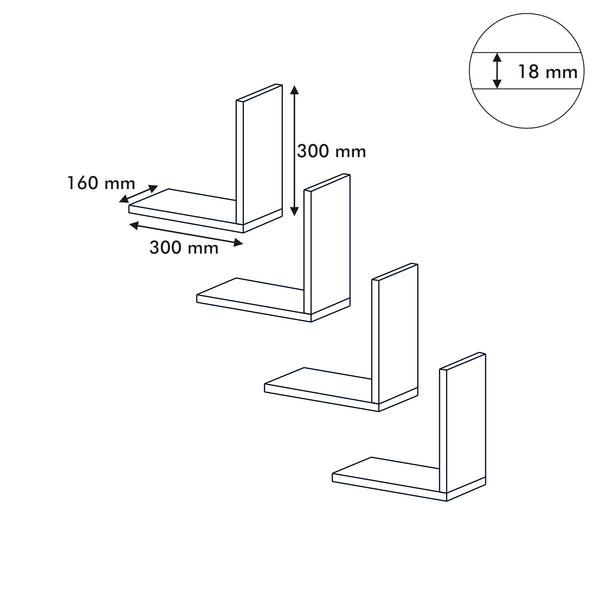 [en.casa] Wandplank set van 4 Broby - 3 varianten