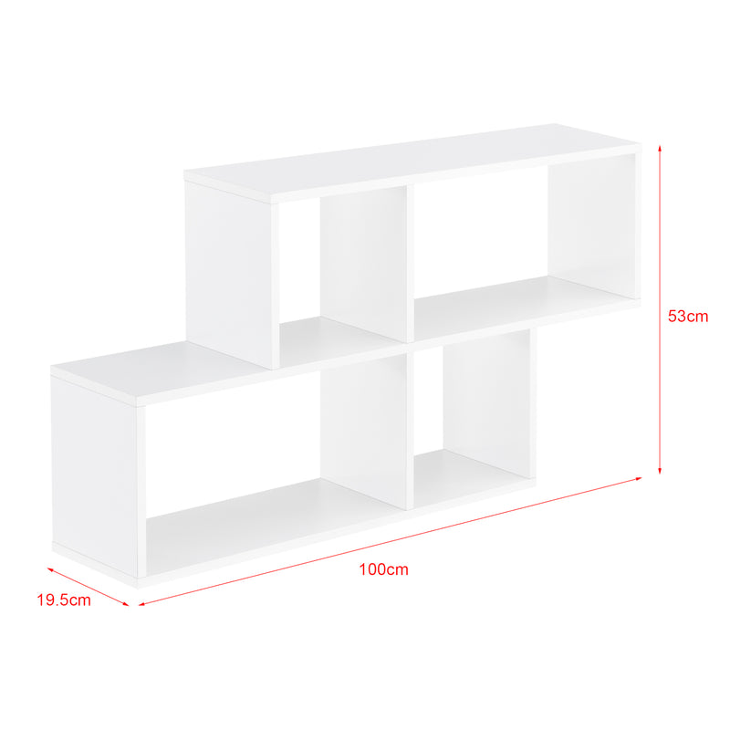 Maatschets Wandplank Bryne met 4 vakken 100x19,5x53 cm - 3 varianten