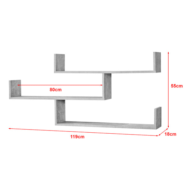 Wandrek Grimstad met 3 planken 119x18x55 cm - 3 varianten
