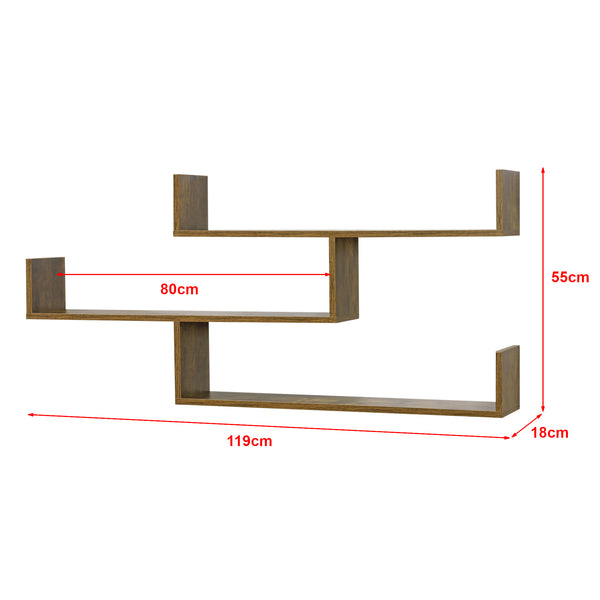 Wandrek Grimstad met 3 planken 119x18x55 cm - 3 varianten