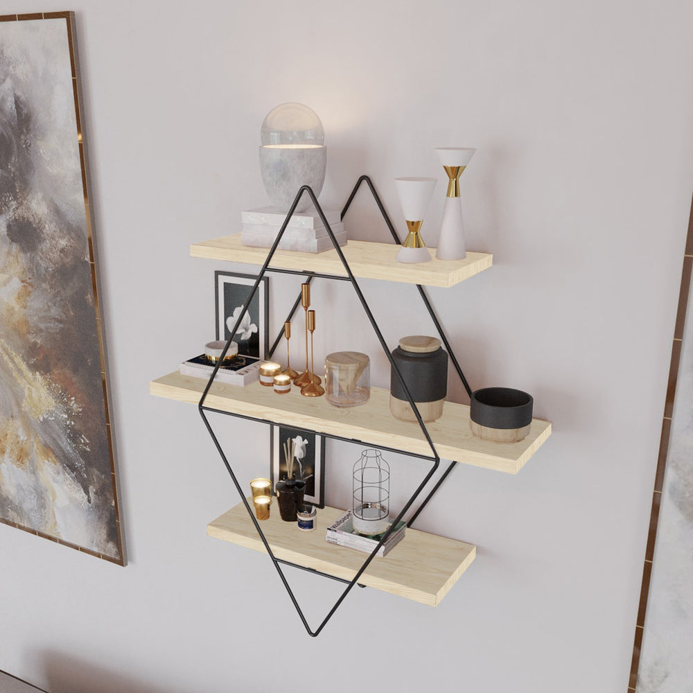 Wandrek Heinävesi met 3 planken 65x60x15 cm [en.casa]