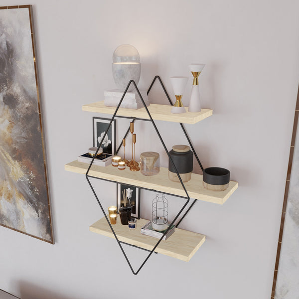 Wandrek Heinävesi met 3 planken 65x60x15 cm [en.casa]