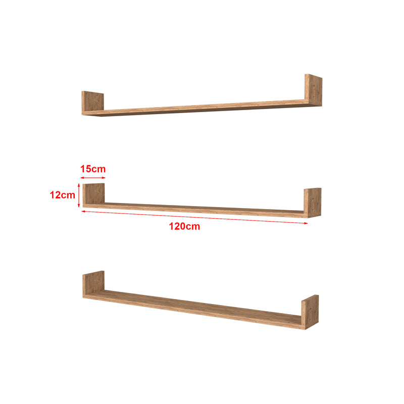Maatschets [en.casa] Wandplank set van 3 Höganäs - 8 varianten