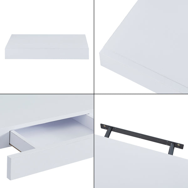 [en.casa] Wandplank Hyvinkää met lade 39,5x25x5 cm - 2 varianten