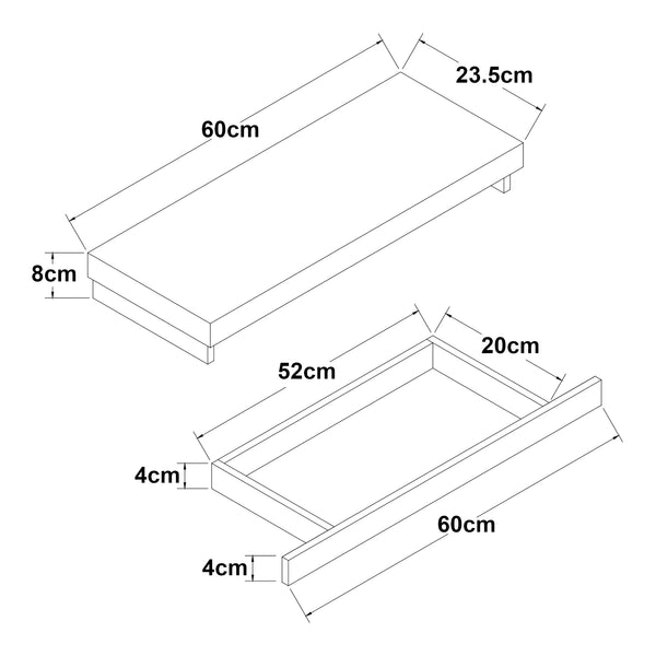 [en.casa] Wandplank Karkkila met lade 60x23,5x8 cm - 2 varianten