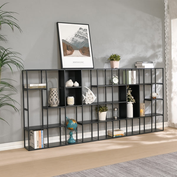 Set d'étagères murales Nostened acier noir [en.casa]