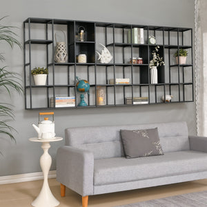 Set d'étagères murales Nostened acier noir [en.casa]