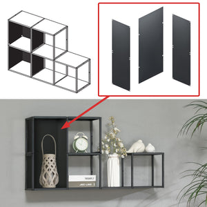 Set d'étagères murales Nostened acier noir [en.casa]