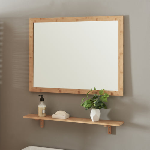 Wandspiegel met plank in set Boksereys Bamboe Natuur [en.casa] - premiumXL