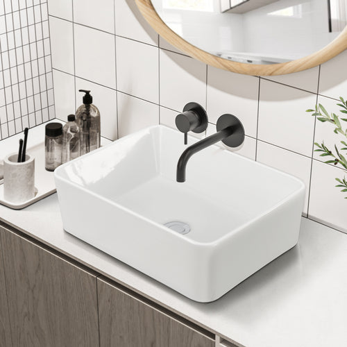 Lavabo à poser Svendborg céramique 13 x 40 x 30 cm blanc [neu.haus]