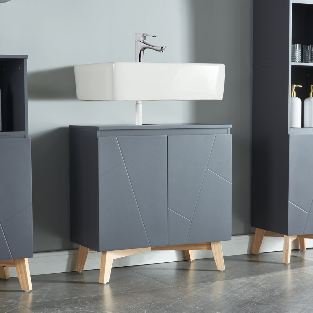 Meuble sous-lavabo Overath 60x60x30cm gris [en.casa] - premiumXL