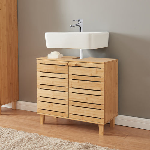 Wastafelonderkast Epind bamboe naturel 60x66x30 cm [en.casa]