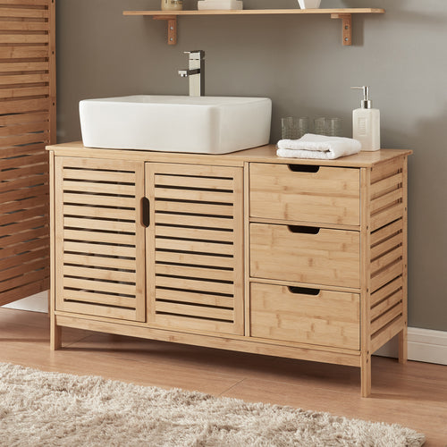 Wasbakonderkast Boksereys 60x100x35 cm Bamboe Natuur [en.casa] - premiumXL