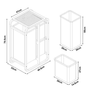 [en.casa] Wasmand Evenes met waszakken 70,5x49,5x33 cm - 2 varianten