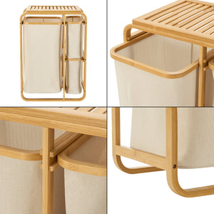 [en.casa] Wasmand Evenes met waszakken 70,5x49,5x33 cm - 2 varianten