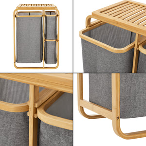 Panier à linge Evenes bambou 71 x 50 x 33 cm [en.casa]