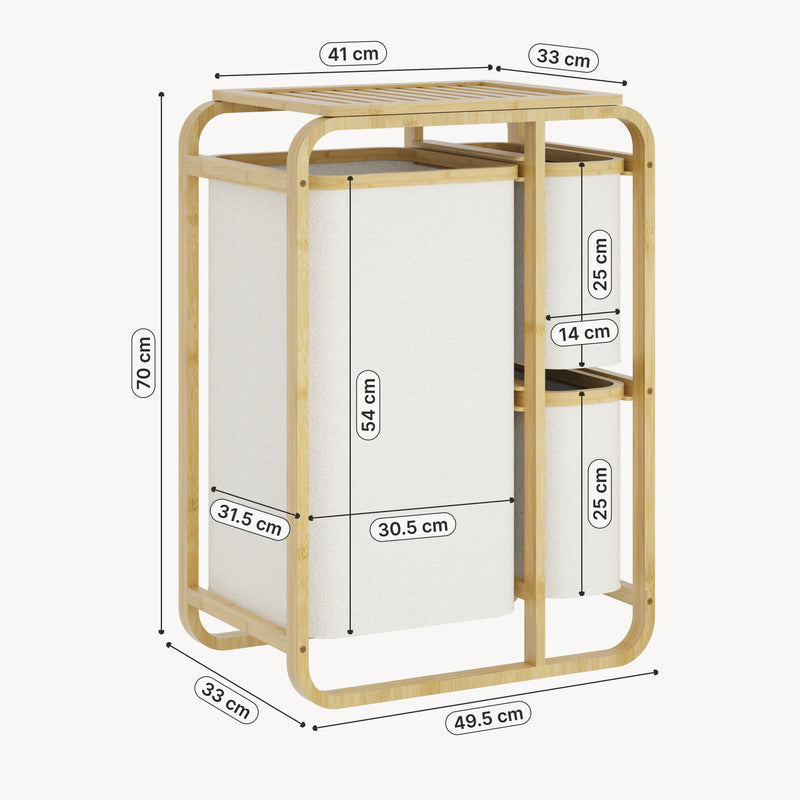 Maatschets [en.casa] Wasmand Evenes met waszakken 70,5x49,5x33 cm - 2 varianten