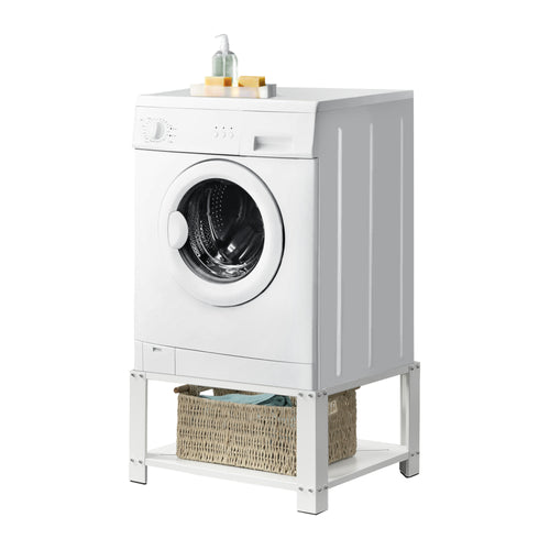 Wasmachine - Sokkel Courtavon met plank Staal Wit en.casa - premiumXL