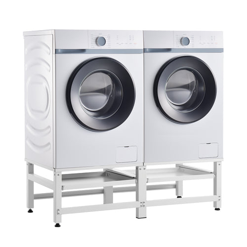 Wasmachine - sokkel 2 - vaks Bothel met legplanken 150 kg Wit [en.casa] - premiumXL