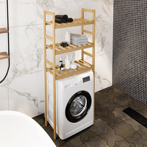 [en.casa] Staand rek Alslev badkamerrek 160x64x21 cm houtkleurig