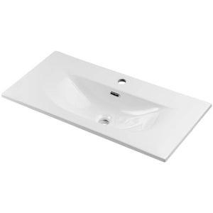 Wastafelonderkast Newport met wastafel eikenkleurig en wit [en.casa]
