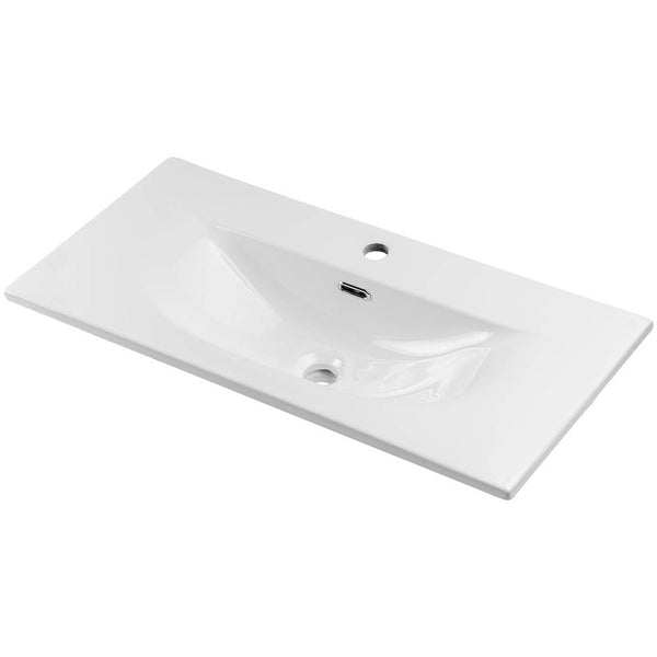 Wastafelonderkast Newport met wastafel eikenkleurig en wit [en.casa]