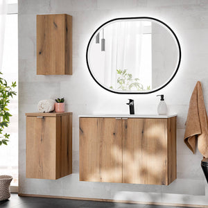Wastafelonderkast Newport met wastafel eikenkleurig en wit [en.casa]