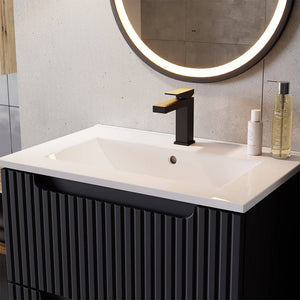 Meuble sous-vasque NEWPORT avec lavabo noir rainuré [en.casa]