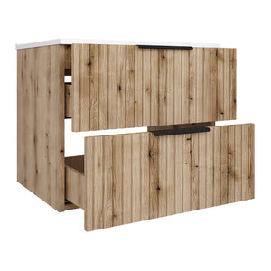 Wastafelonderkast met wastafel Veppenssan eikenkleurig en wit [en.casa]
