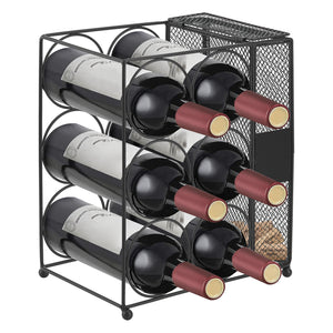 Wijnrek Drangedal voor 6 flessen met roostercontainer [en.casa] - premiumXL