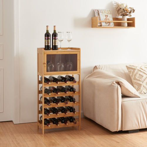 Casier à vin Gjerstad 100x47x28cm bambou naturel [en.casa] - premiumXL