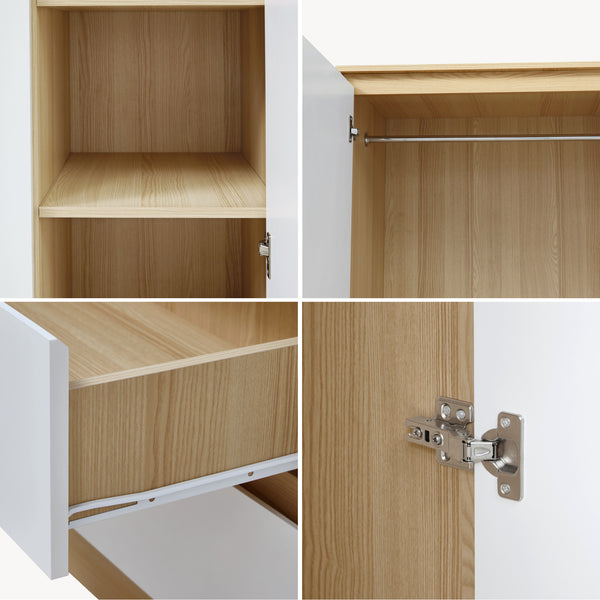 Armoire de chambre Bastheim MDF effet chêne blanc [en.casa]