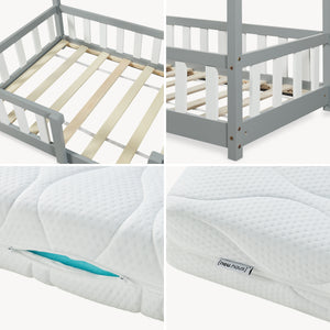 Kinderbed Treviolo met uitvalbeveiliging en matras [en.casa]