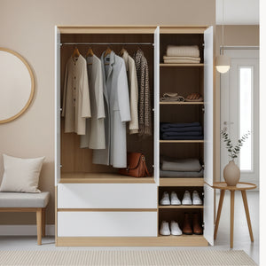 Armoire de chambre Bastheim MDF effet chêne blanc [en.casa]
