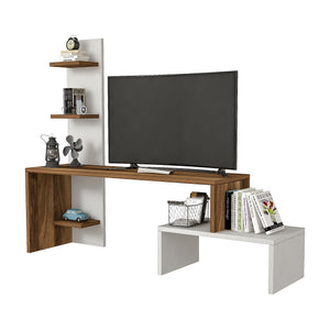 Meuble TV Hörby avec 5 étagères panneau de particules 124 x 32 x 100 cm [en.casa]