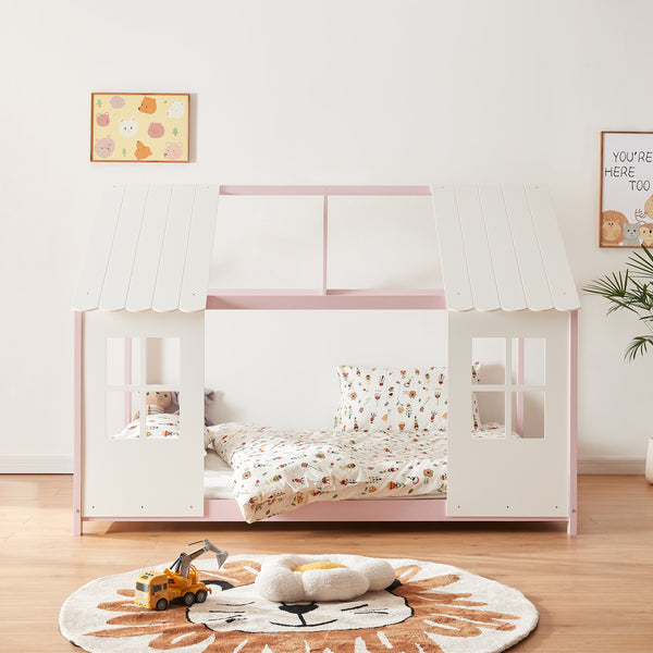 Kinderbed Tostedt huisbed met bedbodem en matras [en.casa] [neu.haus]
