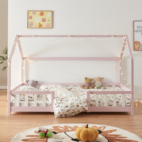 Kinderbed Sisimiut met uitvalbeveiliging bedbodem en matras [en.casa]