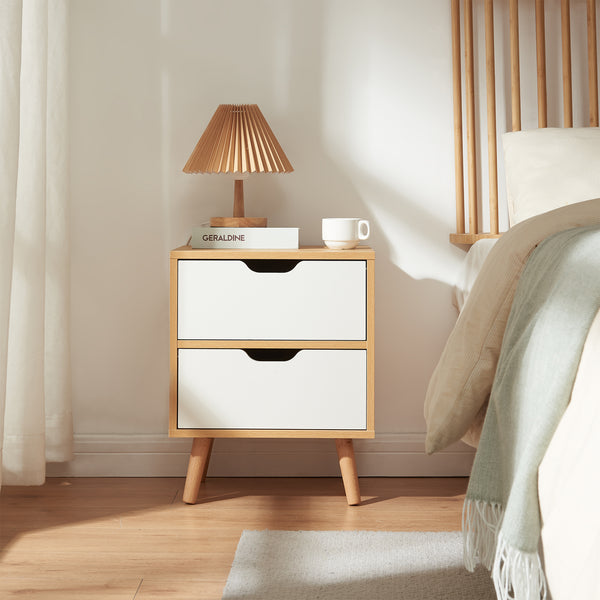 Nachtkastje Bordkak eikenkleurig en wit [en.casa]