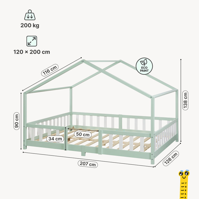 Maatschets Kinderbed Treviolo met uitvalbeveiliging en matras [en.casa]
