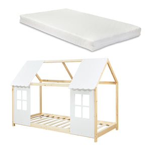 Kinderbed Tostedt huisbed met bedbodem en matras [en.casa] [neu.haus]