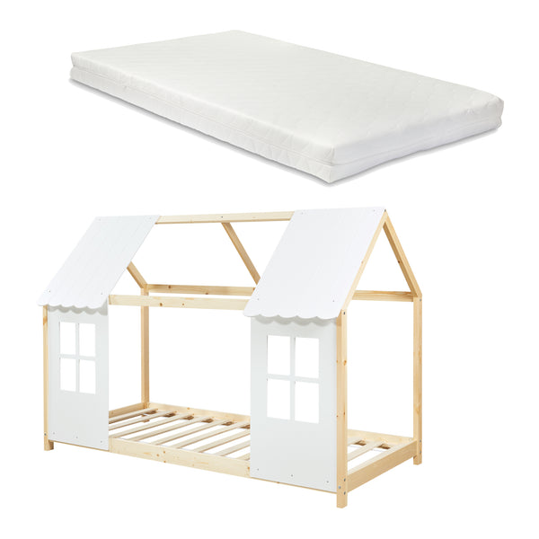 Kinderbed Tostedt huisbed met bedbodem en matras [en.casa] [neu.haus]