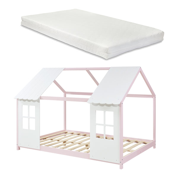 Kinderbed Tostedt huisbed met bedbodem en matras [en.casa] [neu.haus]