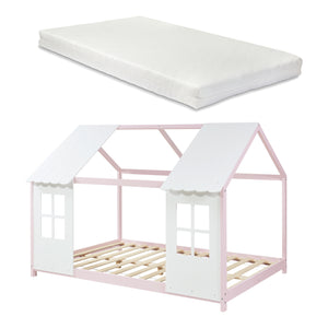 Kinderbed Tostedt huisbed met bedbodem en matras [en.casa] [neu.haus]