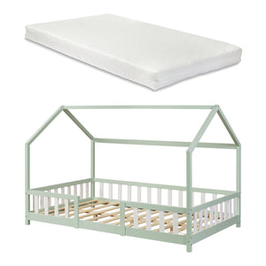 Kinderbed Sisimiut met uitvalbeveiliging bedbodem en matras [en.casa]