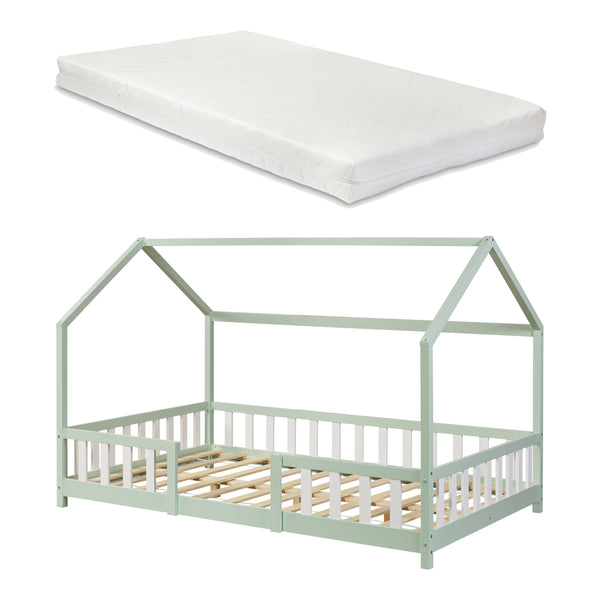 Kinderbed Sisimiut met uitvalbeveiliging bedbodem en matras [en.casa]