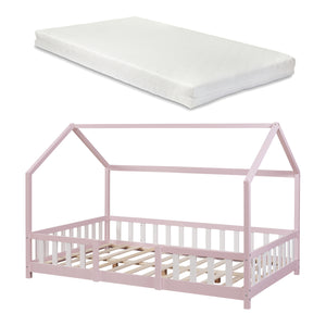 Kinderbed Sisimiut met uitvalbeveiliging bedbodem en matras [en.casa]
