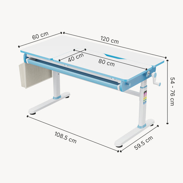 Bureau enfant réglable en hauteur Kuosa 120 x 60 cm [en.casa]