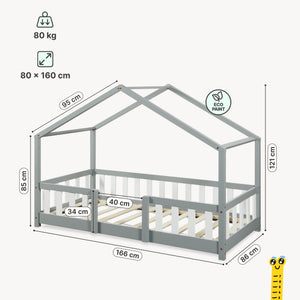 Kinderbed Treviolo met uitvalbeveiliging en matras [en.casa]